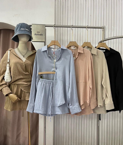 MATINEE Spring Collar Down Stylish Shirt With Skirt Sets